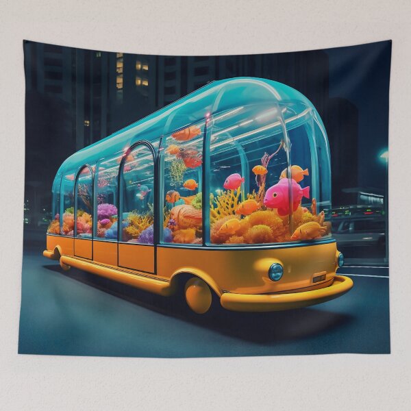Item preview, Neon Aquarium Bus in the City Night designed and sold by oanaunciuleanu.