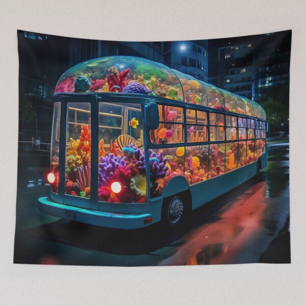 Item preview, Neon Aquarium Bus in the City Night designed and sold by oanaunciuleanu.