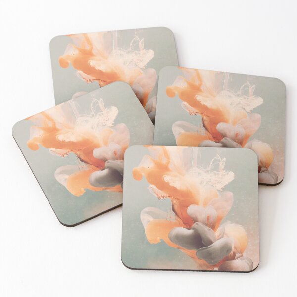 Item preview, Muted orange ink fluid composition on pastel creamy gray background designed and sold by stevanovicigor.