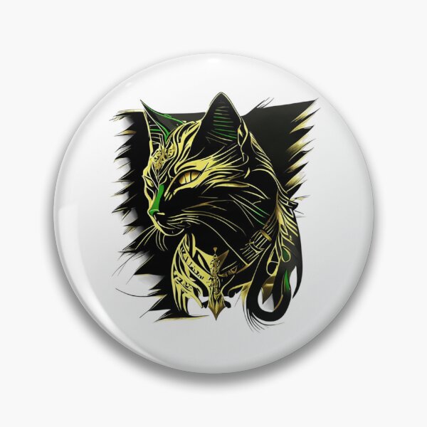 Item preview, Angry Cat with gold and green  designed and sold by BlueGoldArt.