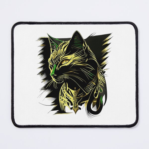 Item preview, Angry Cat with gold and green  designed and sold by BlueGoldArt.