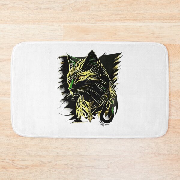 Item preview, Angry Cat with gold and green  designed and sold by BlueGoldArt.