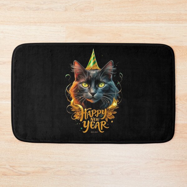 Item preview, Black Cat with Happy New Year style designed and sold by BlueGoldArt.