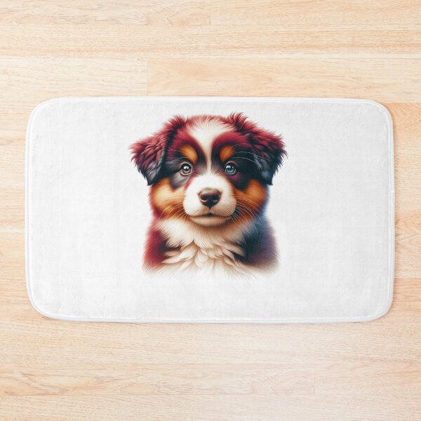 Item preview, Tri Color Red Australian Shepherd Dog Puppy Portrait designed and sold by CharmStudio.