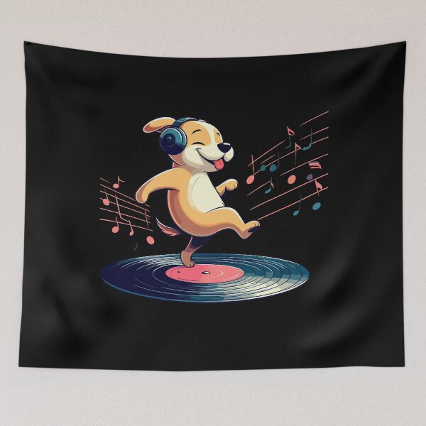 Item preview, Dog Playing with Vinyl : DJ Paw designed and sold by ArtfulNook.