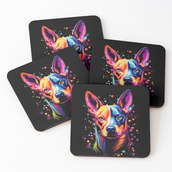 Item preview, colorful Basenji dog dog head designed and sold by WallyPink.