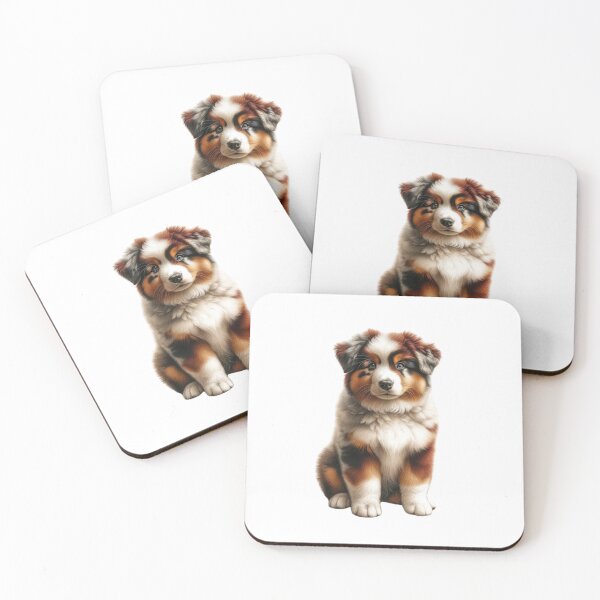 Item preview, Tri Color Red Australian Shepherd Dog Puppy Drawing  designed and sold by CharmStudio.