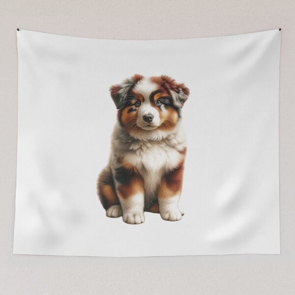 Item preview, Tri Color Red Australian Shepherd Dog Puppy Drawing  designed and sold by CharmStudio.