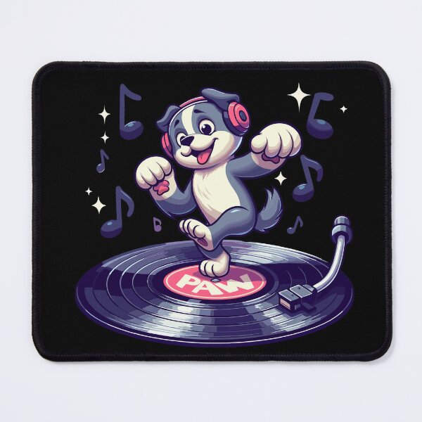 Item preview, Dog Playing with Vinyl : DJ Paw designed and sold by ArtfulNook.