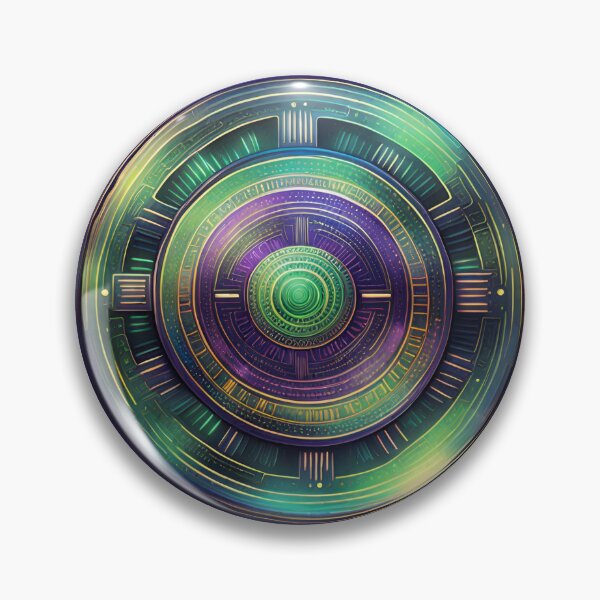 Artikelvorschau, Futuristisches Tech-Mandala-Metallic-Lila und elektrisches Grün entworfen und verkauft von SpiritualManda.