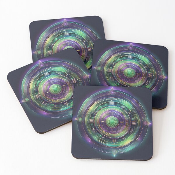 Item preview, Futuristic Tech Mandala Metallic Purple & Electric Green designed and sold by SpiritualManda.