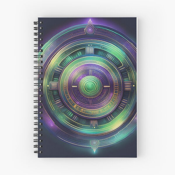 Item preview, Futuristic Tech Mandala Metallic Purple & Electric Green designed and sold by SpiritualManda.