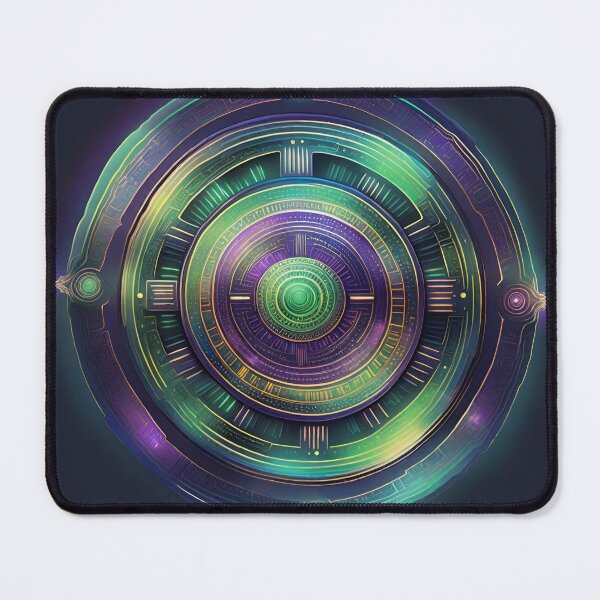 Item preview, Futuristic Tech Mandala Metallic Purple & Electric Green designed and sold by SpiritualManda.