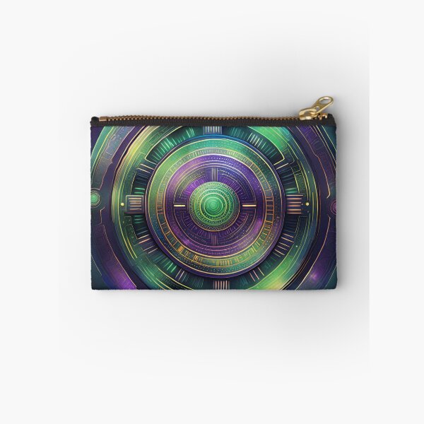 Item preview, Futuristic Tech Mandala Metallic Purple & Electric Green designed and sold by SpiritualManda.