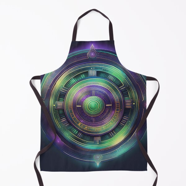Item preview, Futuristic Tech Mandala Metallic Purple & Electric Green designed and sold by SpiritualManda.