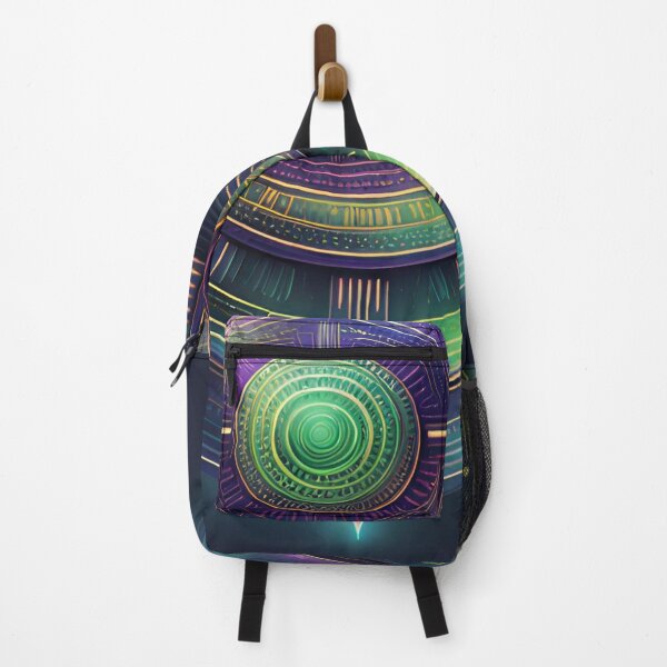 Item preview, Futuristic Tech Mandala Metallic Purple & Electric Green designed and sold by SpiritualManda.