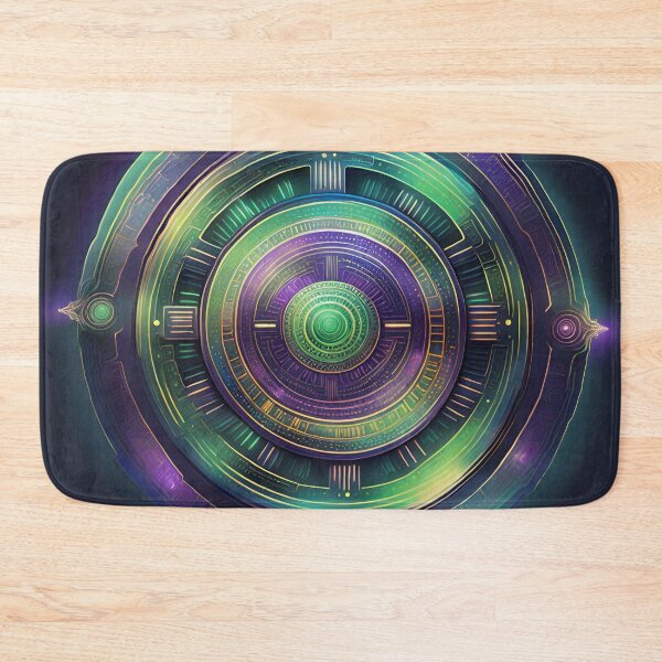 Item preview, Futuristic Tech Mandala Metallic Purple & Electric Green designed and sold by SpiritualManda.