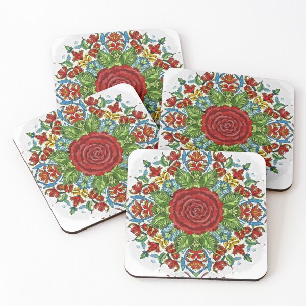 Item preview, Paper cutout, a mandala featuring spring flowers with a rose in the center. designed and sold by Ewa Stęplewska.