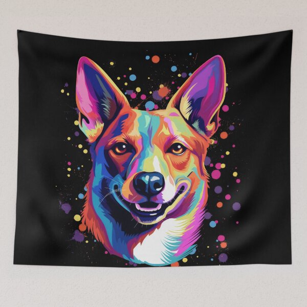 Item preview, colorful Basenji dog dog head designed and sold by WallyPink.
