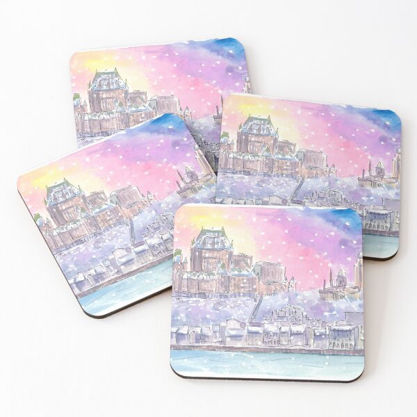 Item preview, Quebec Canada Nightly Winter Scene with Castle and St Lawrence River designed and sold by artshop77.