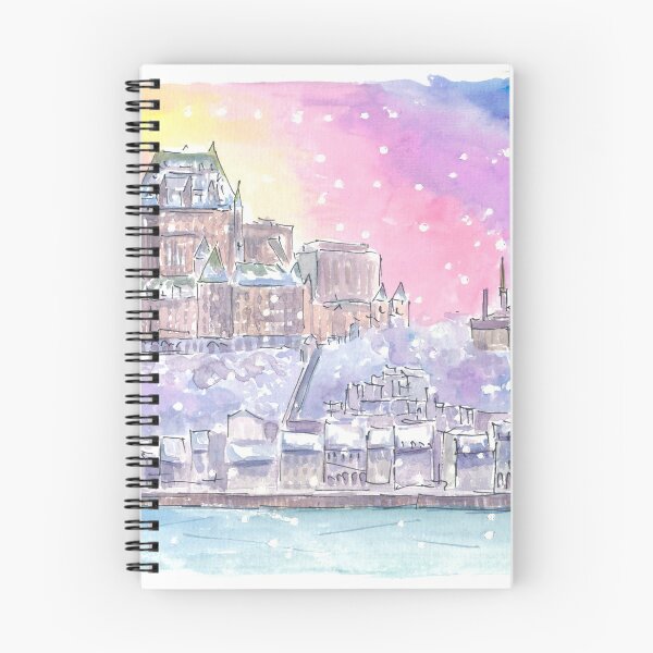 Item preview, Quebec Canada Nightly Winter Scene with Castle and St Lawrence River designed and sold by artshop77.