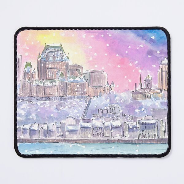 Item preview, Quebec Canada Nightly Winter Scene with Castle and St Lawrence River designed and sold by artshop77.