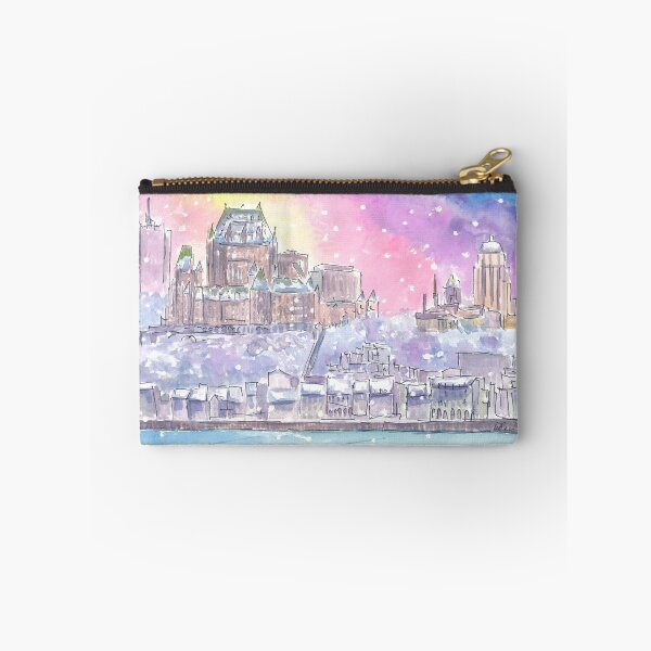 Item preview, Quebec Canada Nightly Winter Scene with Castle and St Lawrence River designed and sold by artshop77.