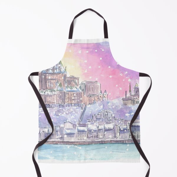 Item preview, Quebec Canada Nightly Winter Scene with Castle and St Lawrence River designed and sold by artshop77.