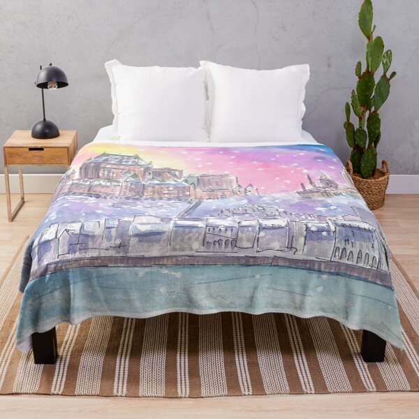 Item preview, Quebec Canada Nightly Winter Scene with Castle and St Lawrence River designed and sold by artshop77.