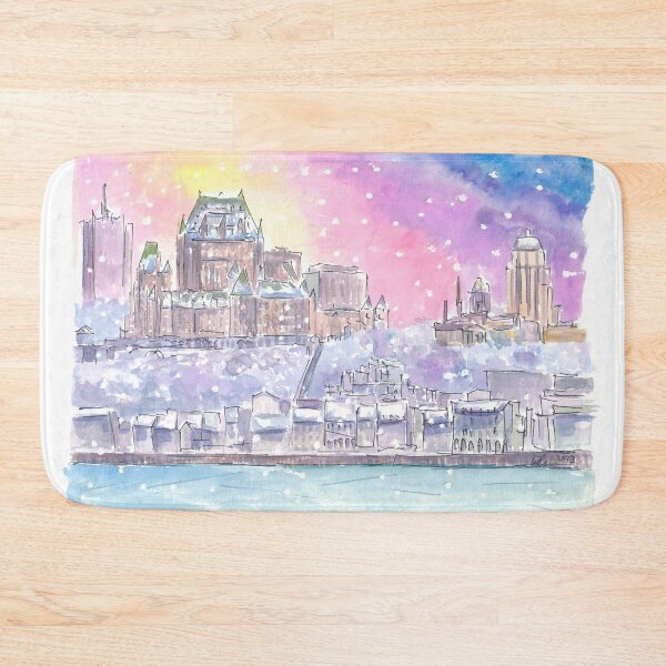 Item preview, Quebec Canada Nightly Winter Scene with Castle and St Lawrence River designed and sold by artshop77.