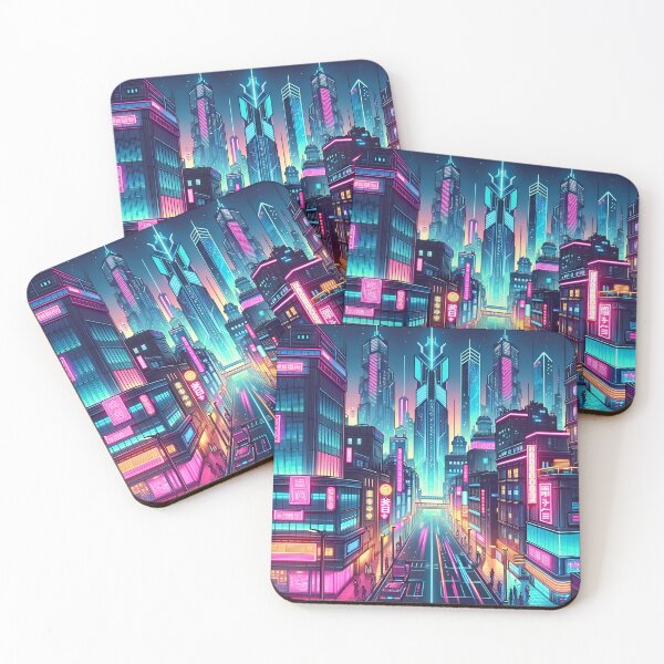 Item preview, "Neon Dreams: Futuristic Cyberpunk Cityscape" designed and sold by APARTAI EU.
