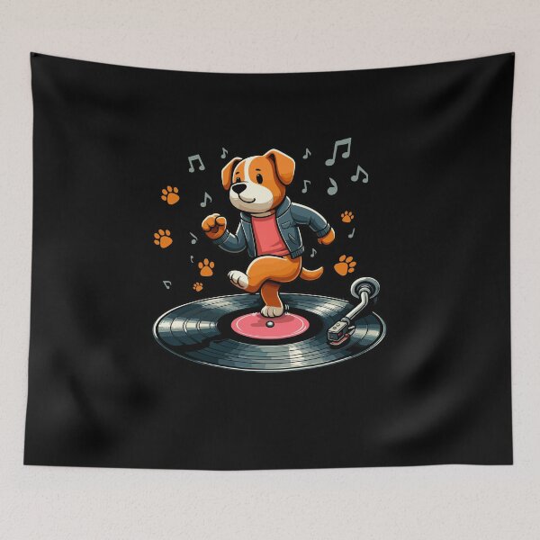Item preview, Dog Playing with Vinyl : DJ Paw designed and sold by ArtfulNook.