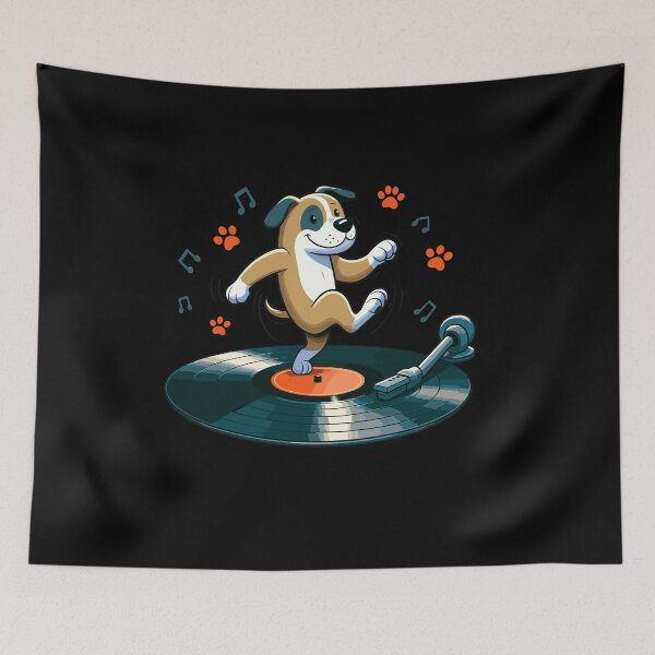 Item preview, Dog Playing with Vinyl : DJ Paw designed and sold by ArtfulNook.