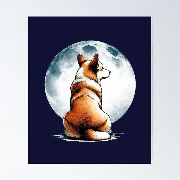 Item preview, Corgi lovers, corgi sit under fullmoon, animals lovers, dogs lovers, corgi mom, corgi dad designed and sold by Collagedream.