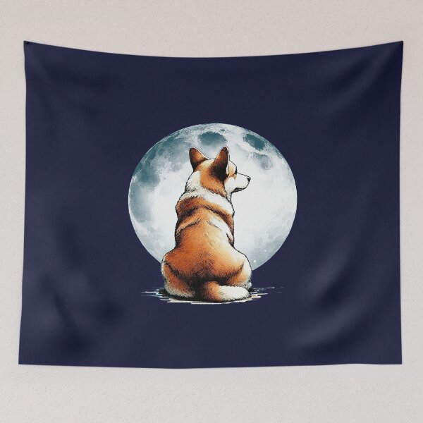 Item preview, Corgi lovers, corgi sit under fullmoon, animals lovers, dogs lovers, corgi mom, corgi dad designed and sold by Collagedream.
