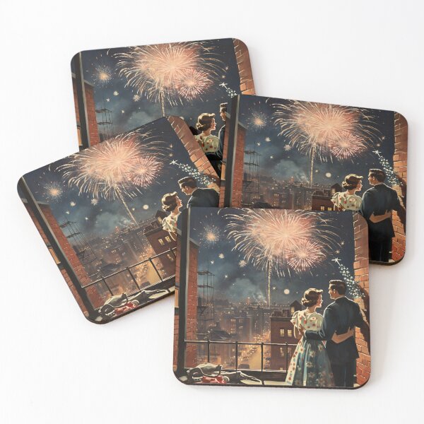 Item preview, Americana Couple Watching Fireworks on New Year's Eve designed and sold by dcrc.