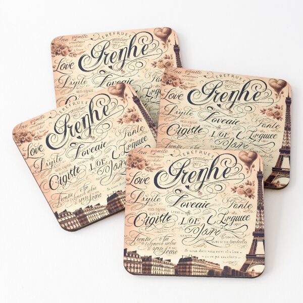 Item preview, "Romantic Whispers: French Love Quotes in Vintage Elegance" designed and sold by APARTAI EU.