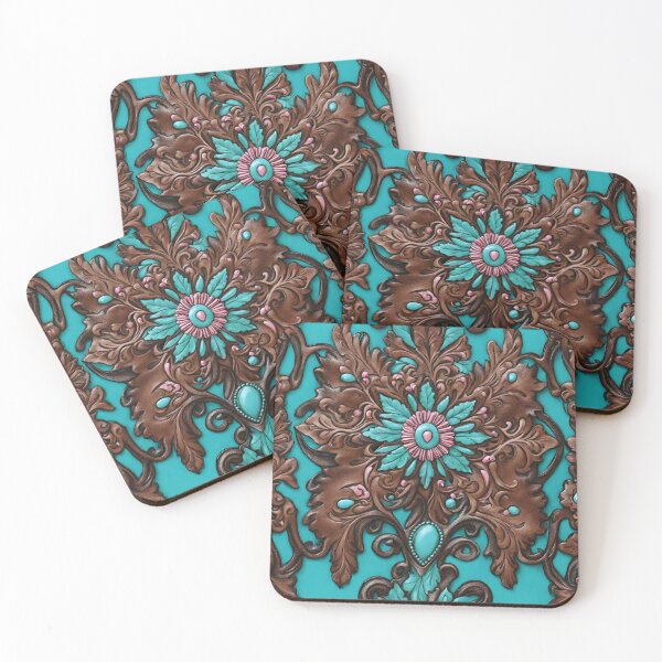 Item preview, Boho Cowboy Cowgirl Western Country Pink Turquoise Brown designed and sold by LEILA ART SPACE.
