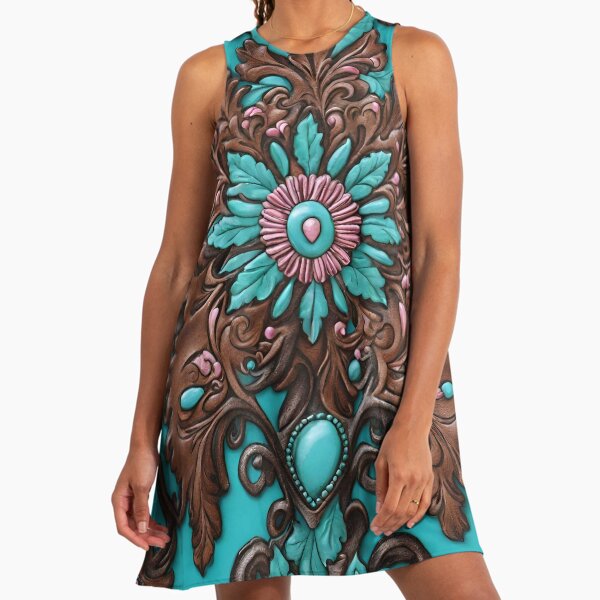 joe browns cord pinafore dress ‘’NICOLE’’ TURQUOISE WESTERN BOOTS 8