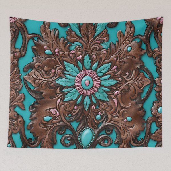 Item preview, Boho Cowboy Cowgirl Western Country Pink Turquoise Brown designed and sold by LEILA ART SPACE.