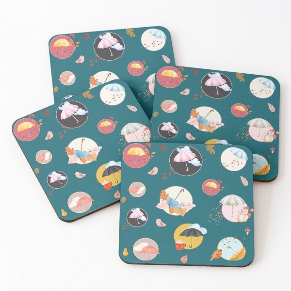Item preview, Autumn, umbrellas, birds, clouds and windy days - Dark Green designed and sold by AinigrivDoll.