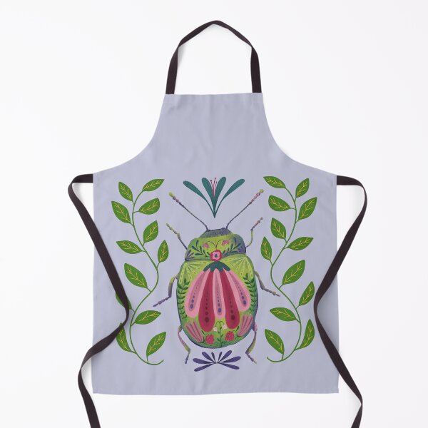 Item preview, Whimsical Beetle Bug Drawing with leaves and flower pattern designed and sold by Kathy Osborne Studio.