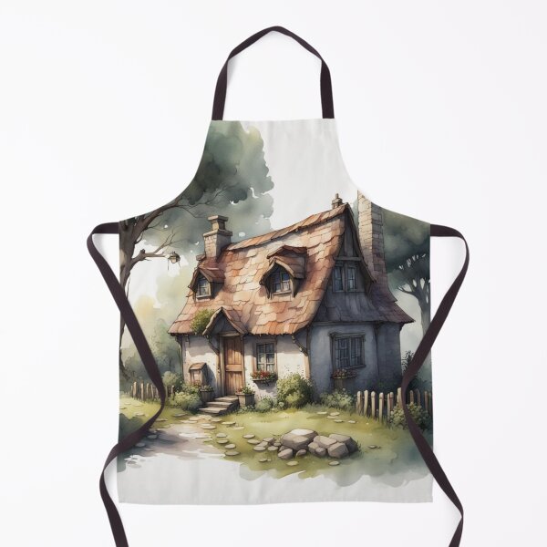 Item preview, Little White Country Cottage Tiny House Watercolor designed and sold by MeadowFarmPrint.