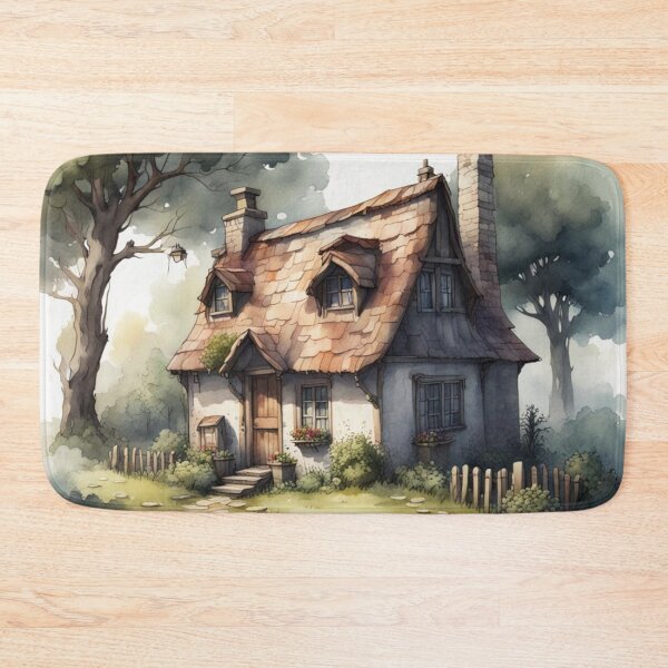 Item preview, Little White Country Cottage Tiny House Watercolor designed and sold by MeadowFarmPrint.