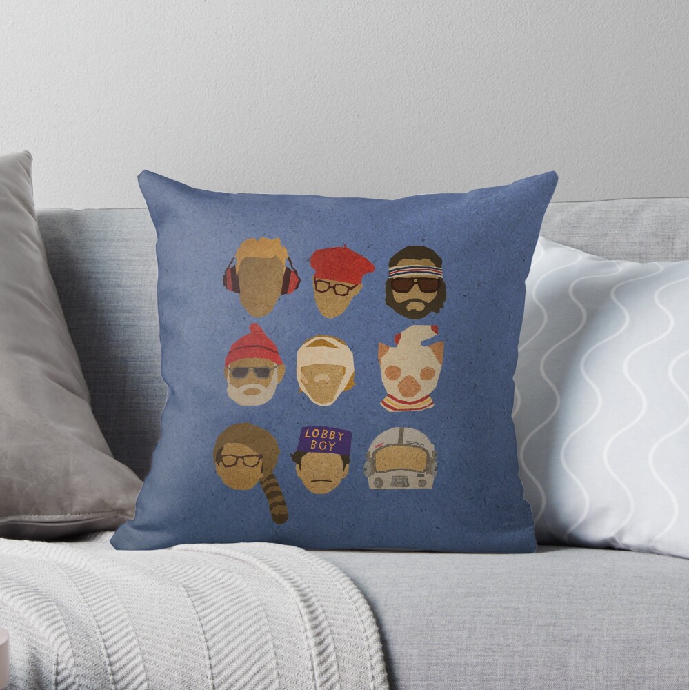 Wes Anderson's Hats Throw Pillow