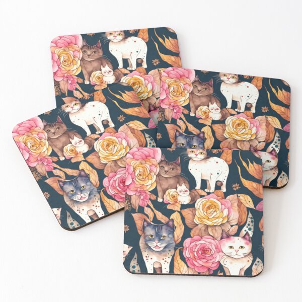 Item preview, Flowing Elegance: Cats Among the Roses and Pomegranate Surroundings designed and sold by BorczVisuals.