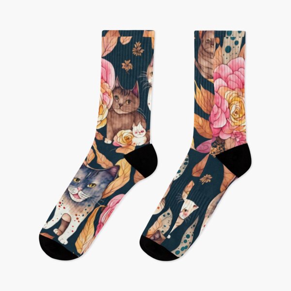 Item preview, Flowing Elegance: Cats Among the Roses and Pomegranate Surroundings designed and sold by BorczVisuals.