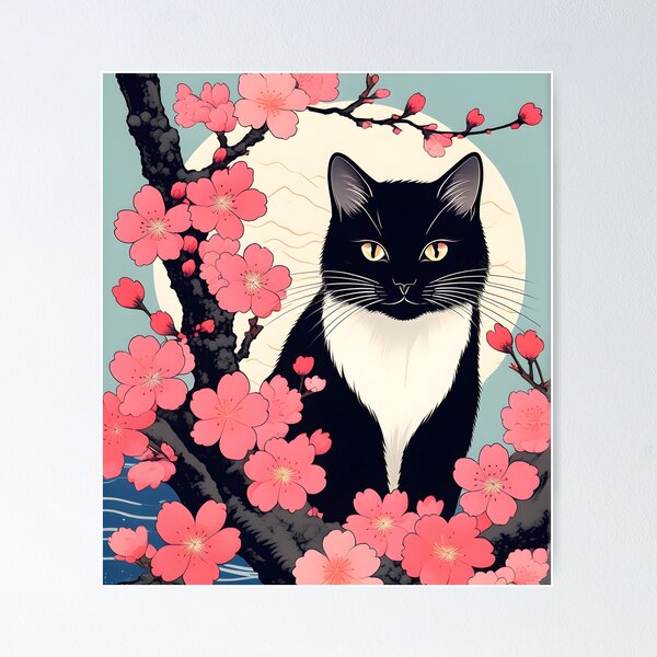 Item preview, Neko Harmony: Retro Japanese Cat Delight for Feline Aficionados designed and sold by Catophile.