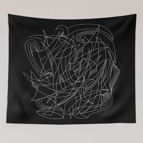Item preview, Overlapping Shapes, Fine Liner Drawing, White on Black designed and sold by velvetearth.