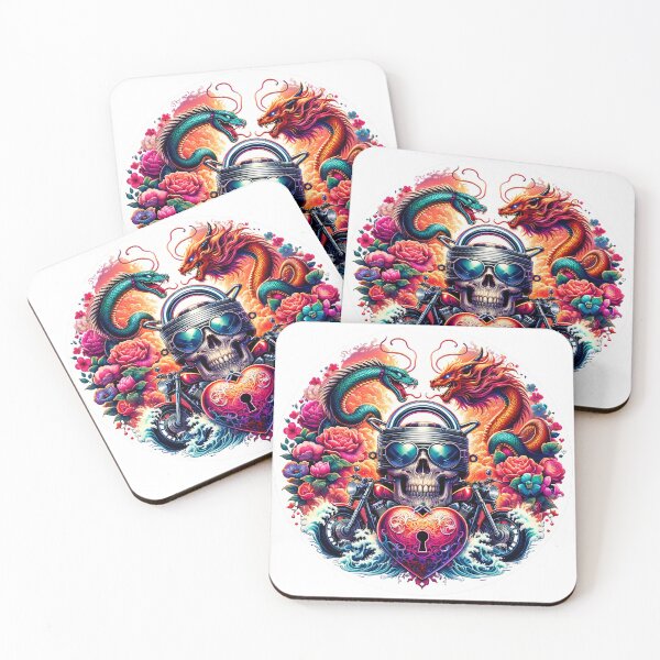 Item preview, Title: "Dragons Embrace: Biker's Mythical Paradise designed and sold by Pixel Dome.
